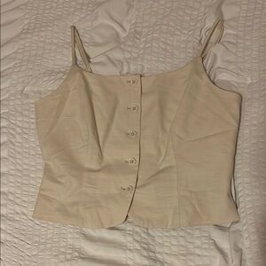 Beige Button-Up Women's Top